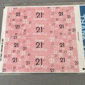 Twenty one Pink & Black water bottle labels & favor labels